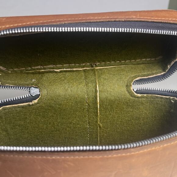 Vintage Brown Belding California Saddle Leather Case Zip Around Small Bag 7x5x2" - Picture 4 of 16